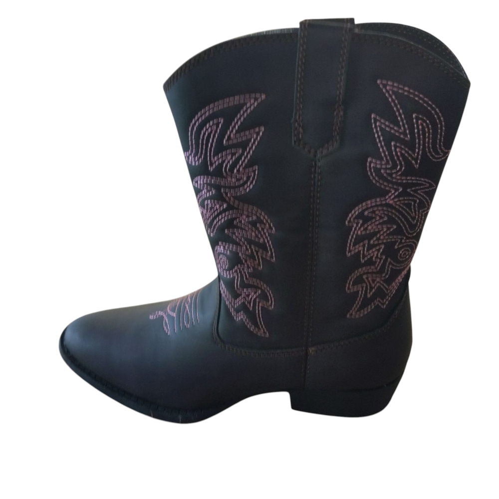 Brown Western Boots with Pink Stitching